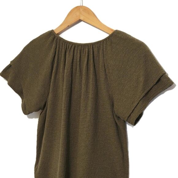 Madewell Texture & Thread Scoop Neck Short Sleeve Green Top Chic Casual  XS - Picture 9 of 12
